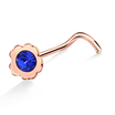 Flower with Stone Silver Curved Nose Stud NSKB-22